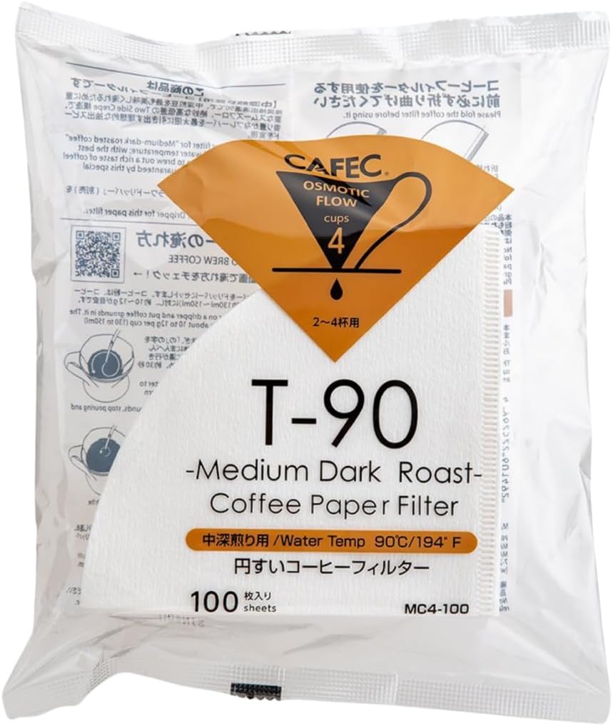 Cafec t-90 filter for cone shaped coffee brewers on white background